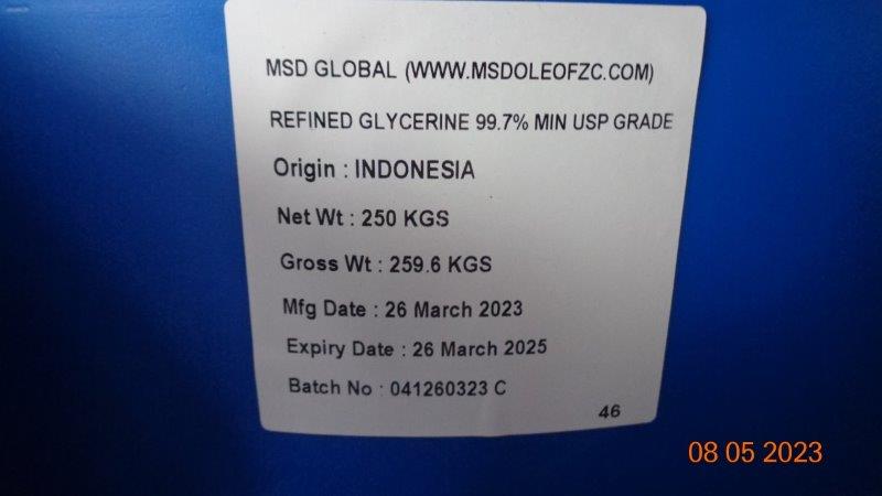 Refined Glycerine Packed in HDPE Drums